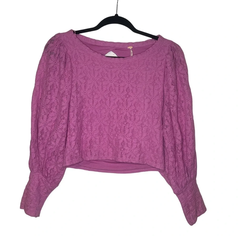 NWT Free People Plumeria Tea Time Cropped Lace Blouse Size Small